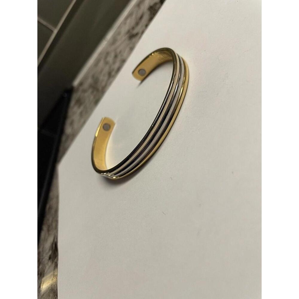 24K Gold Electro Plated Women’s Metal Costume Bangle Bracelet Two Tone
